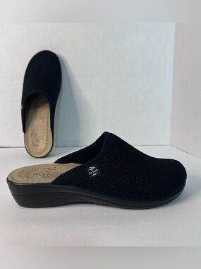 Fly Flot Mule Womens Size EU 38 US 7 Black Slip On Made Italy Comfort Clog Shoe
